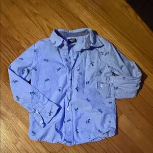 Blue Osk Kosh Dinosaur Print Kids Shirt size 10